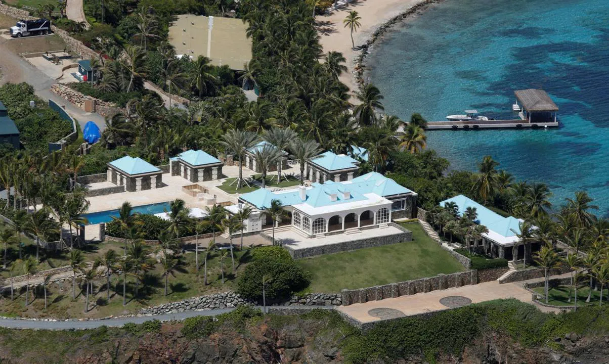 Vista aérea de la isla Little Saint James, una de las propiedades incluida en el testamento de Jeffrey Epstein