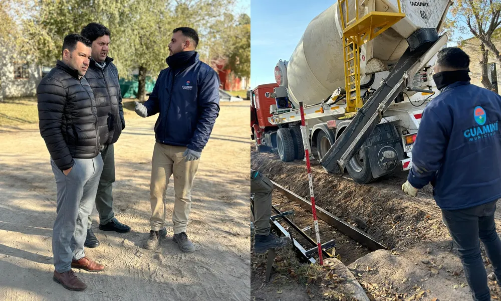 Nobre Ferreira supervisó obras de cordón cuneta en Guaminí.