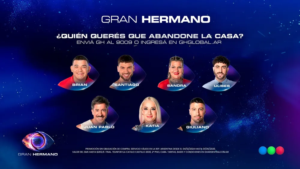 Placa de nominados para la gala de Gran Hermano del domingo 9/2/25
