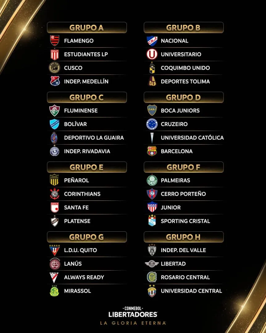 La Libertadores 2026 pone primera: equipos, figuras, choques de peso y la gran final 2 Copa Libertadores grupos