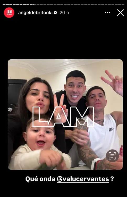 Enzo Fernández y Valentina Cervantes posteo en redes