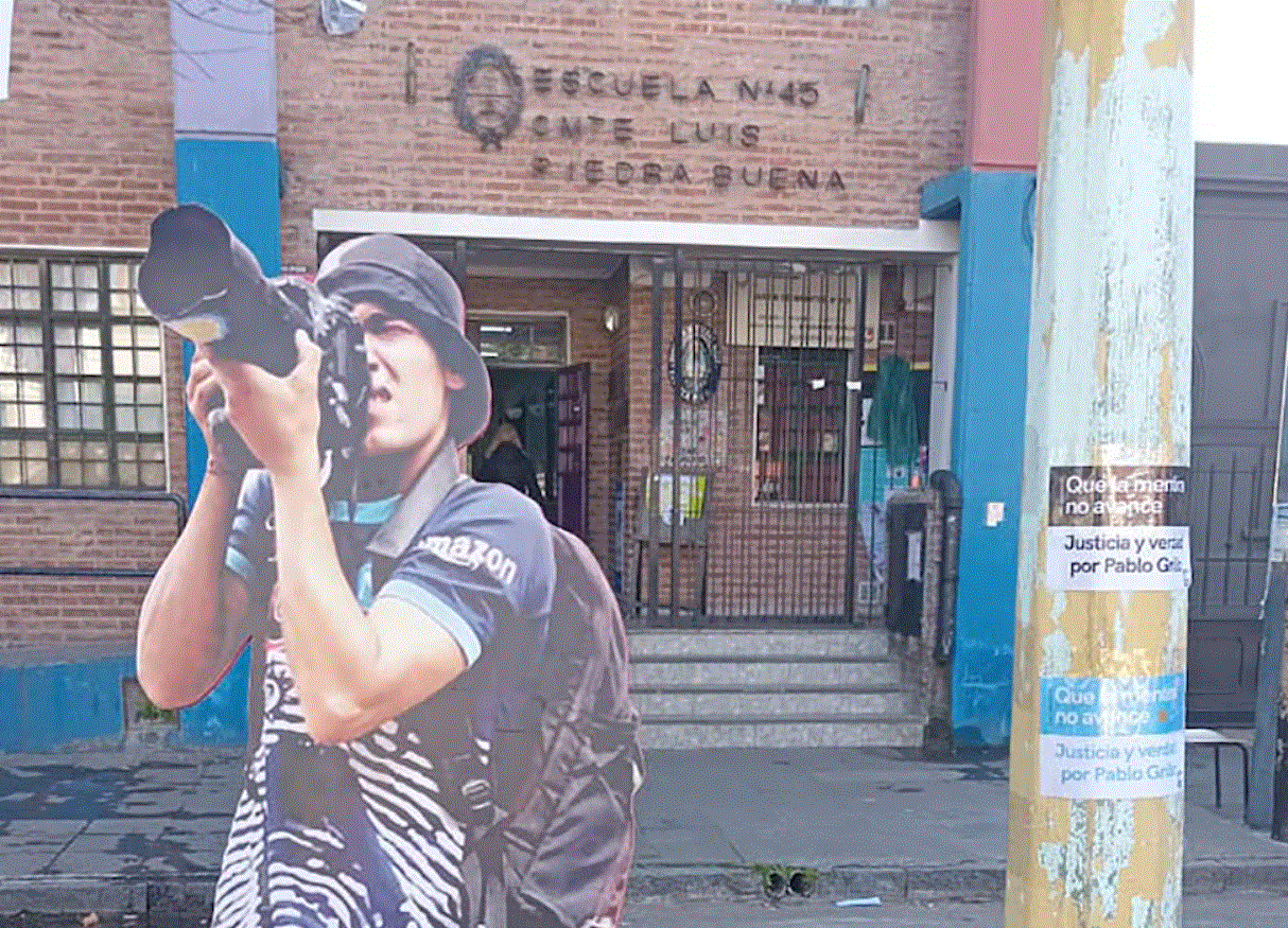 La imágen de Pablo Grillo en la escuela donde iba a votar.