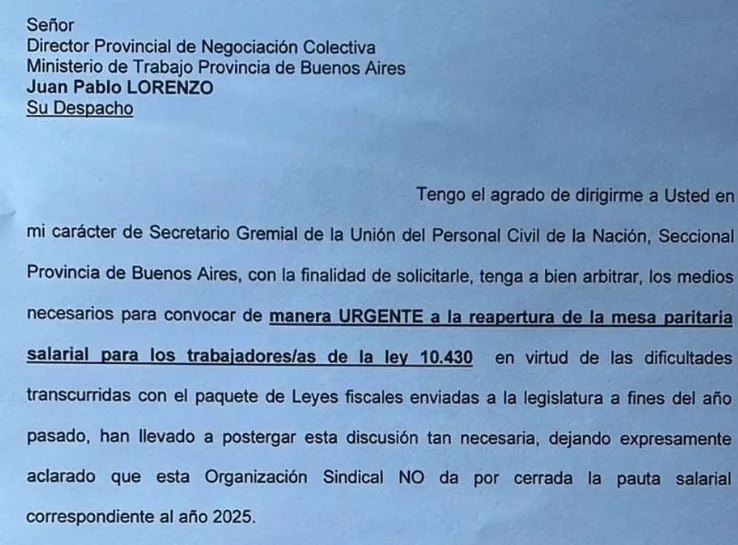 Estatales bonaerenses exigen reapertura de paritarias