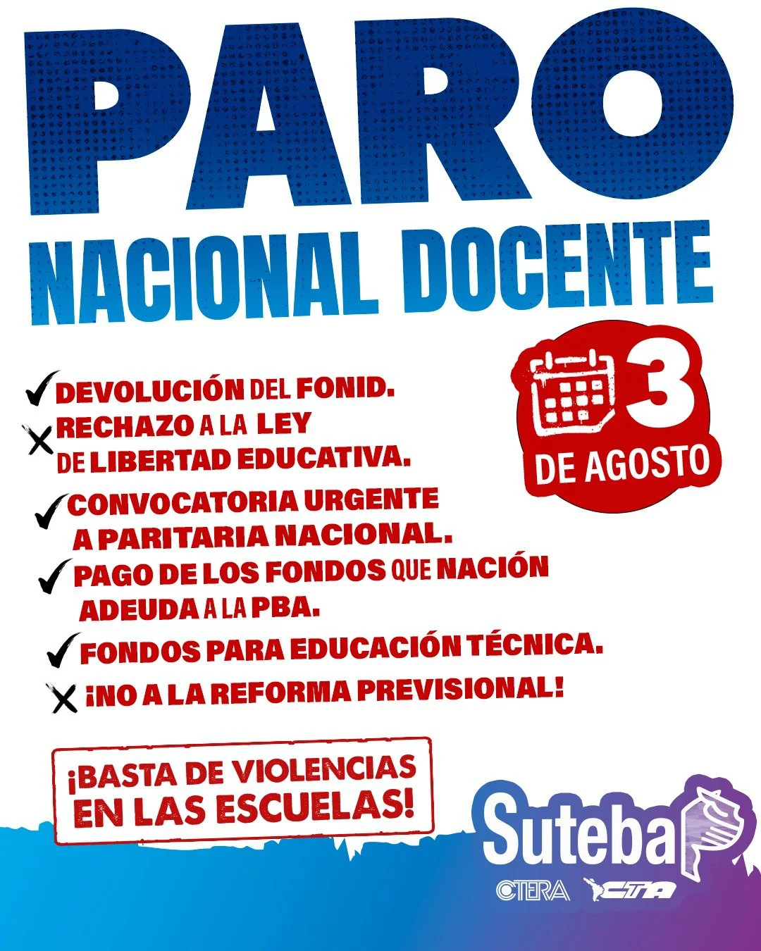 La convocatoria de SUTEBA al paro.