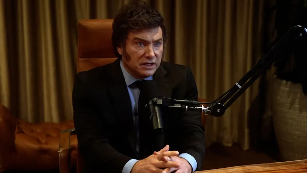 Milei caída de la imagen