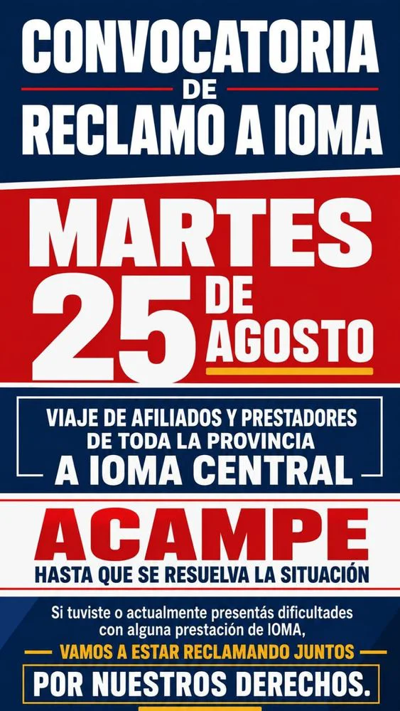 Convocatoria de reclamo a IOMA.