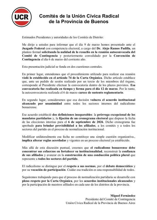 COMUNICADO UCR BONAERENSE