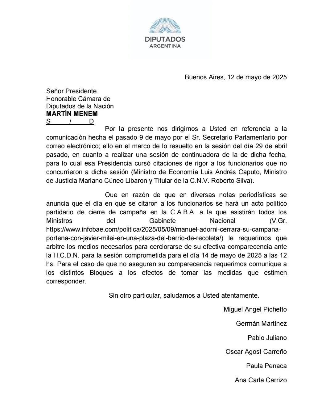 Diputados interpelación