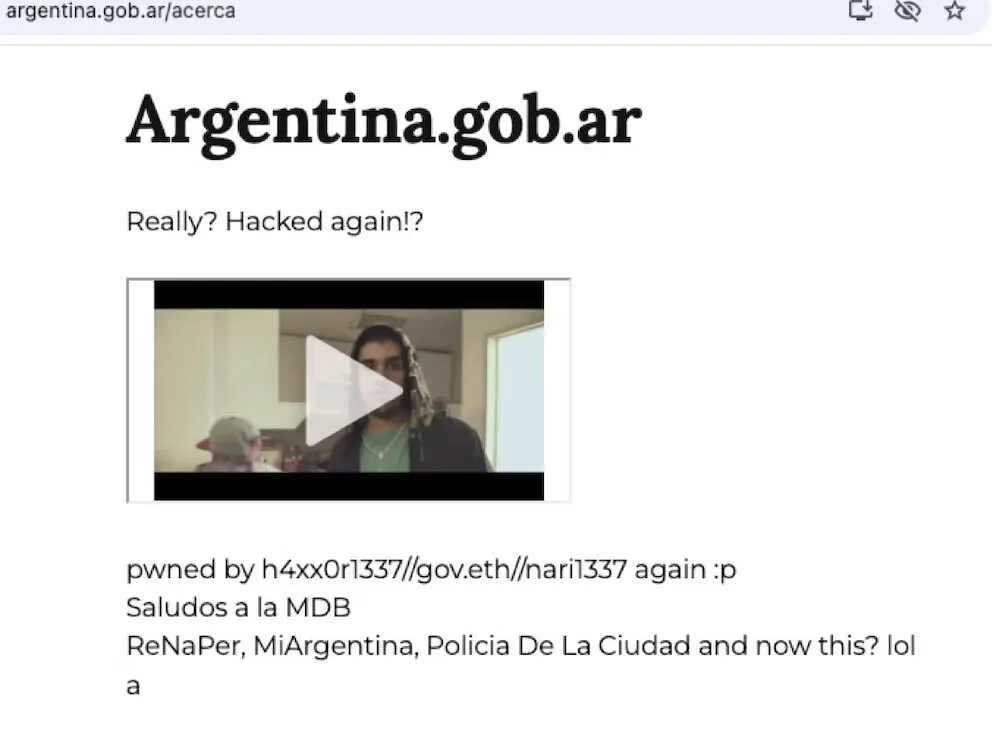 Hackearon la web oficial del Gobierno