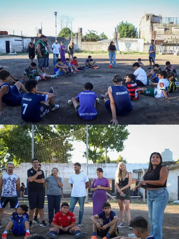 Eva Mieri presenció la culminación de la obra del SUM en el Club Villa Augusta 2