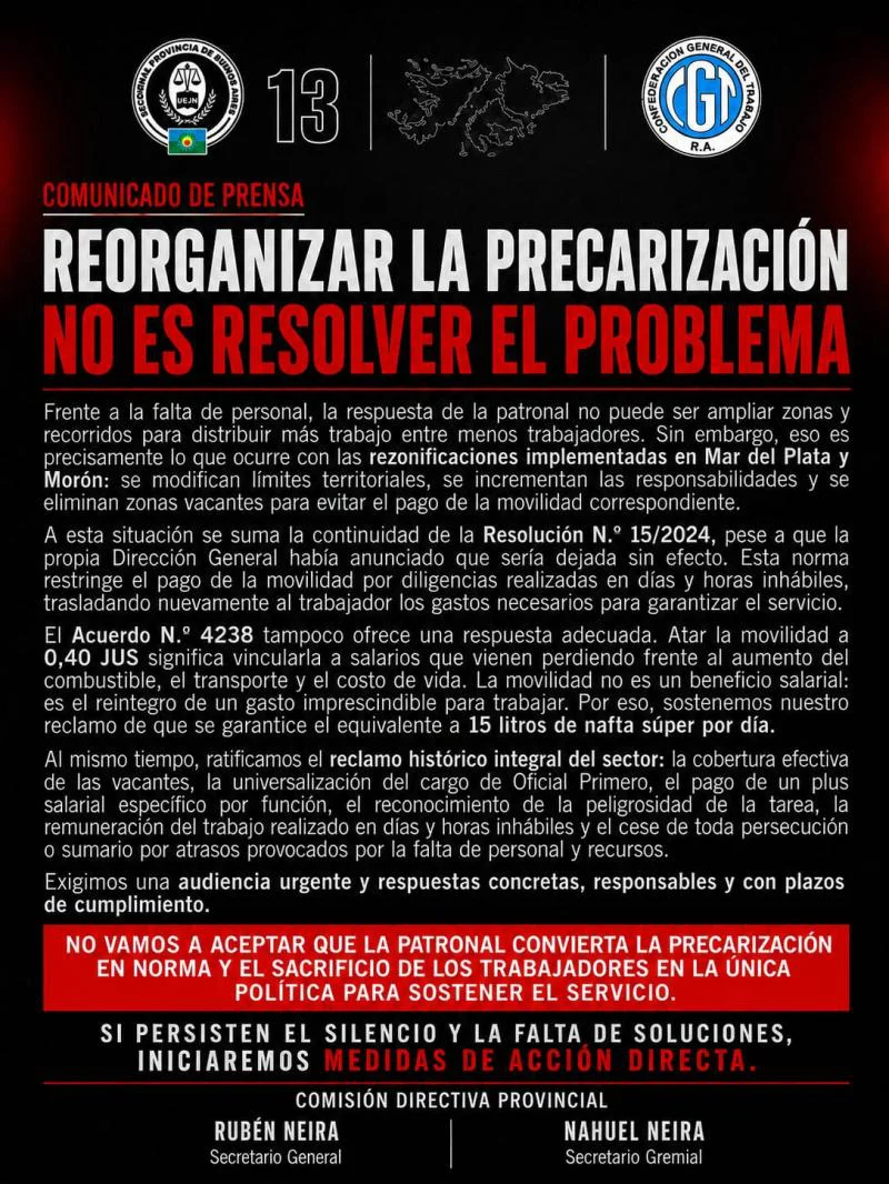 El comunicado de la UEJN.