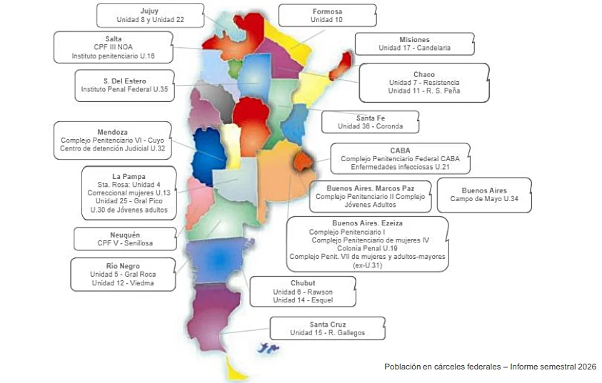 Referencia geográfica de cárceles del SPF.