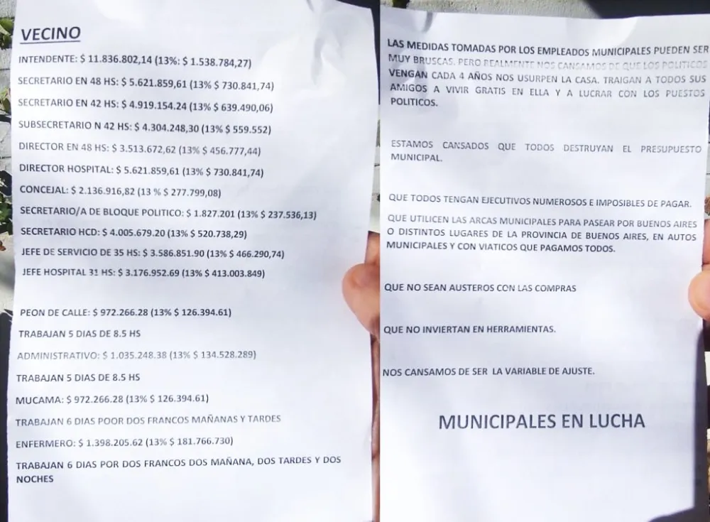 Sueldos municipales de Saavedra