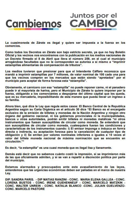 Ranzini: ¿Quién supervisó la impresión de las “estampillas” de Zárate?