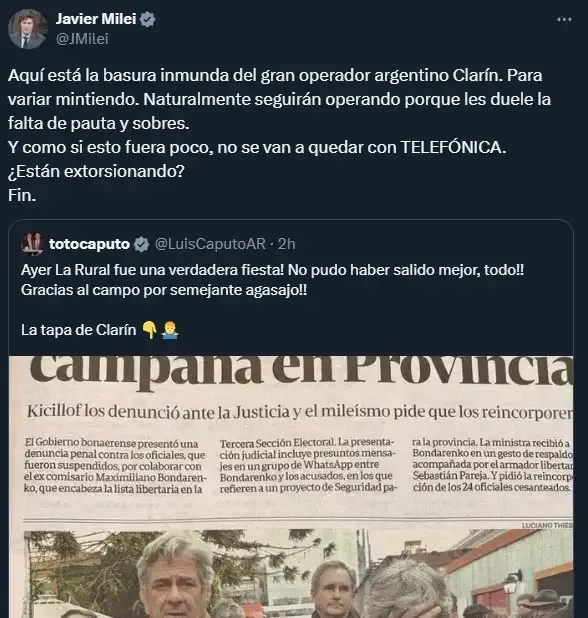 Javier Milei contra Clarín