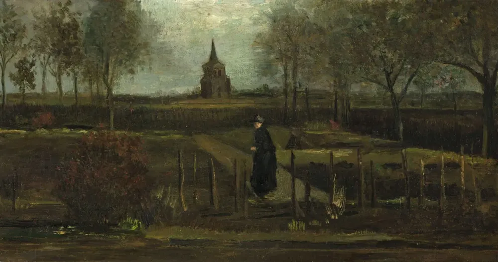 El jardín del presbiterio de Nuenen una obra de Van Gogh