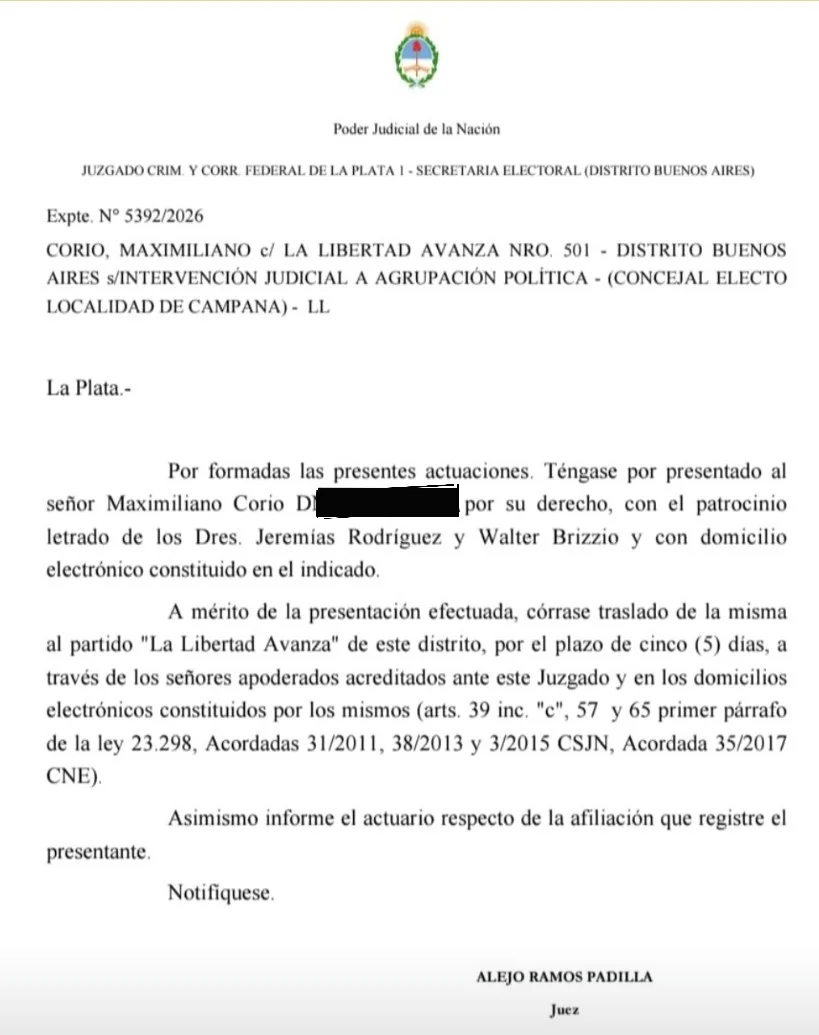 Ramos Padilla abrió una instancia formal de revisión
