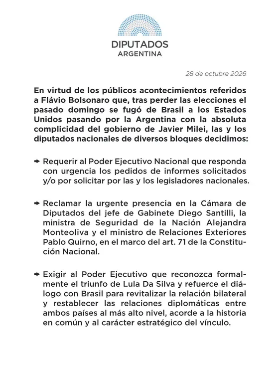 Pedido de UP por el caso Bolsonaro
