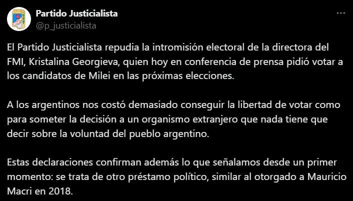 Partido Justicialista sobre FMI