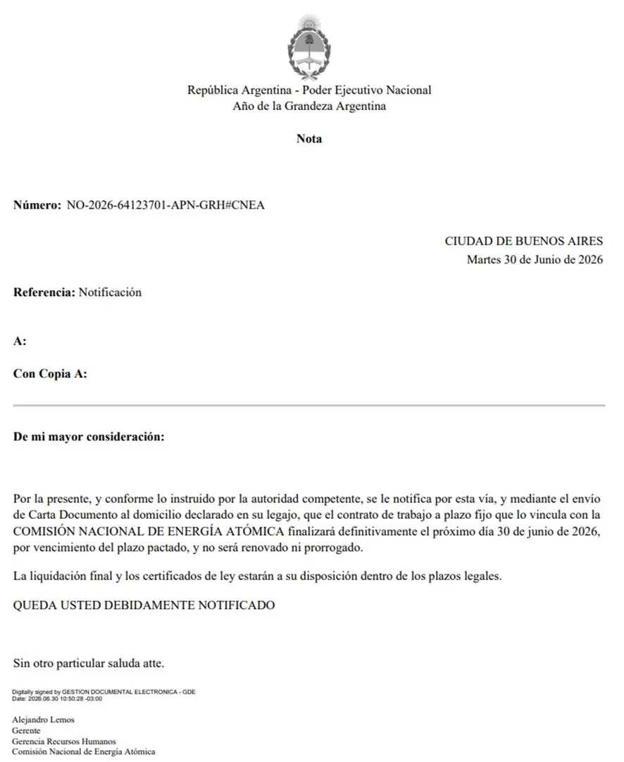 CNEA Despidos