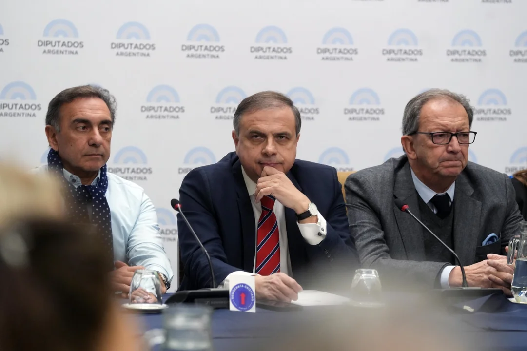 Juan Brügge (centro), diputado nacional de Hacemos y organizador del acto por los 70 años del Partido Demócrata Cristiano.