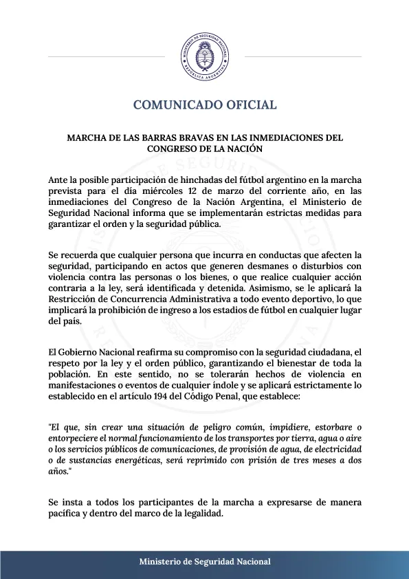 Comunicado Oficial Marcha de Jubilados