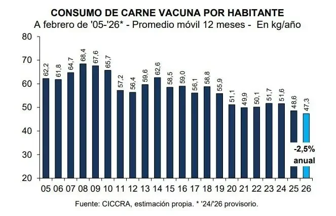 Consumo de carne vacuna por persona