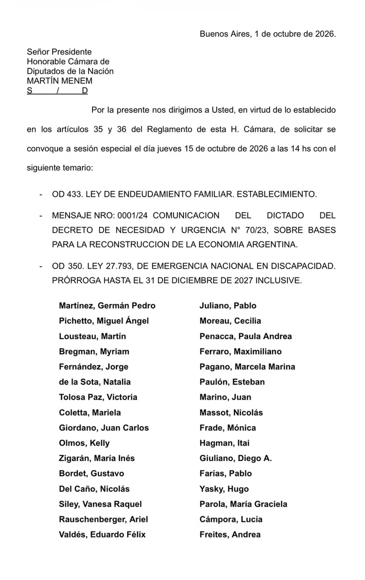 sesión especial Diputados