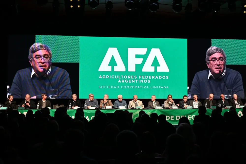 Rodríguez en la asamblea anual de Agricultores Federados Argentinos.