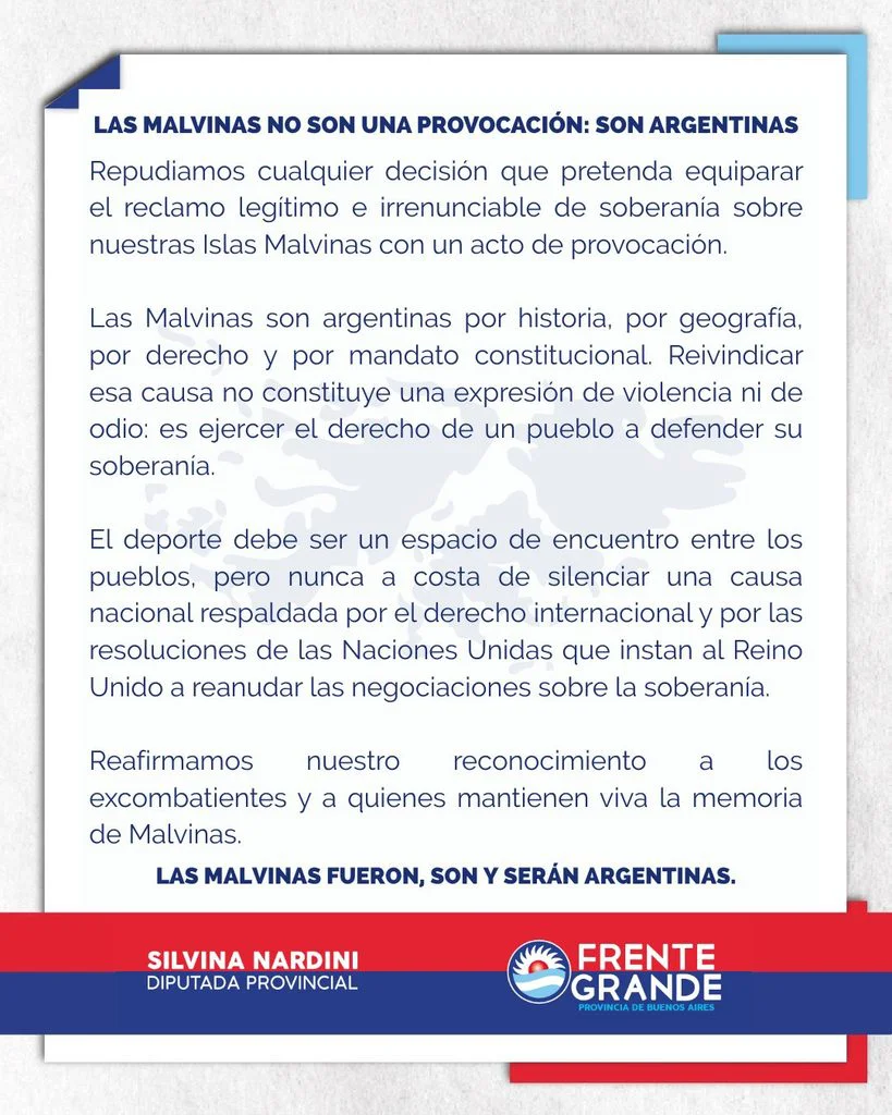 La diputada provincial Silvina Nardini, referente del Frente Grande dentro del peronismo bonaerense, repudió la medida.