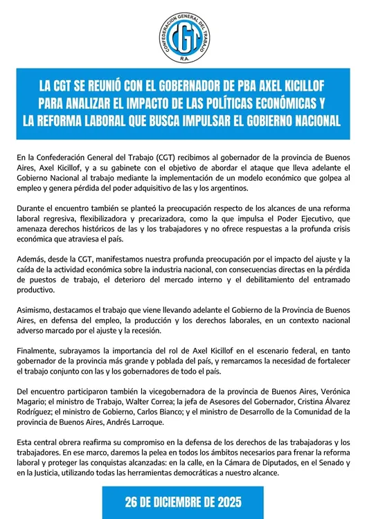 comunicado de la CGT