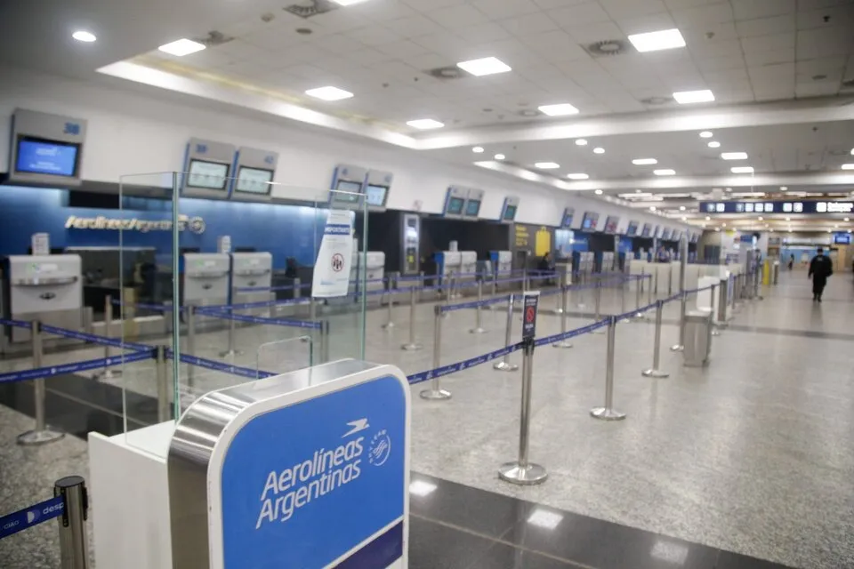 Aeropuerto de Aerolíneas Argentinas durante el paro general