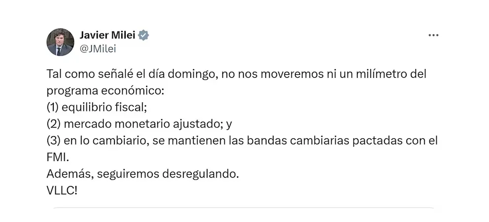 Tweet Javier Milei