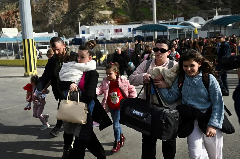 Isla Santorini evacuación