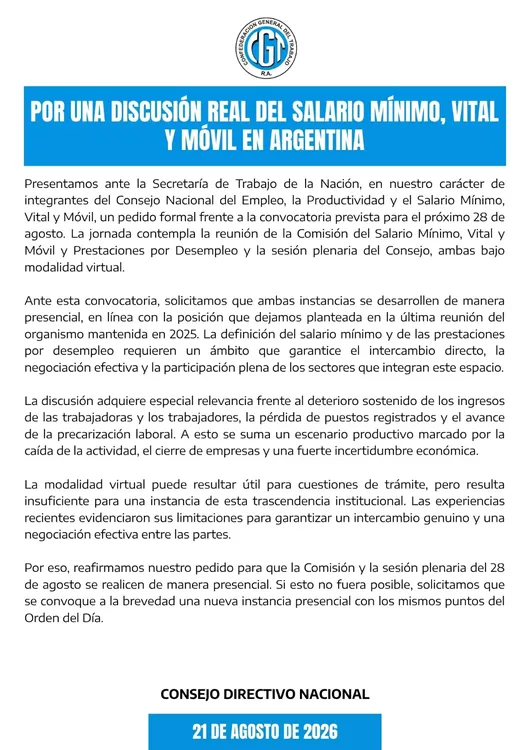 La CGT estira el plan de lucha contra Milei: salario mínimo, nuevas protestas y un acto por el 17 de octubre.