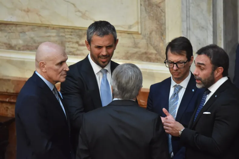 Espert y Martín Menem en el Congreso, durante la presentación del Presupuesto.