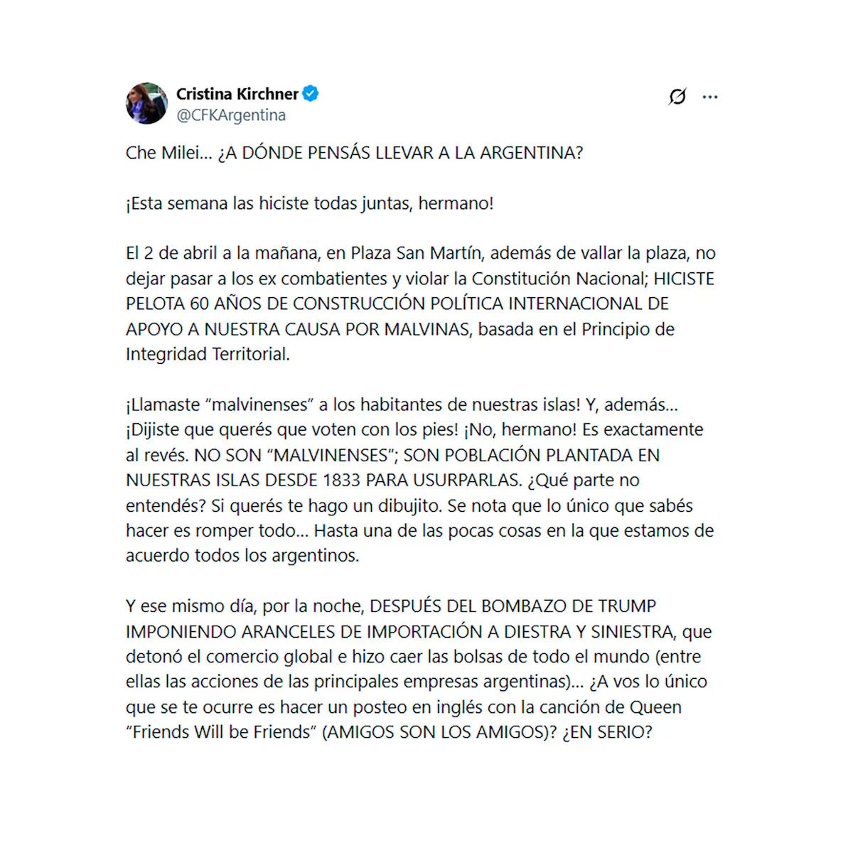 CFKArgentina Islas Malvinas