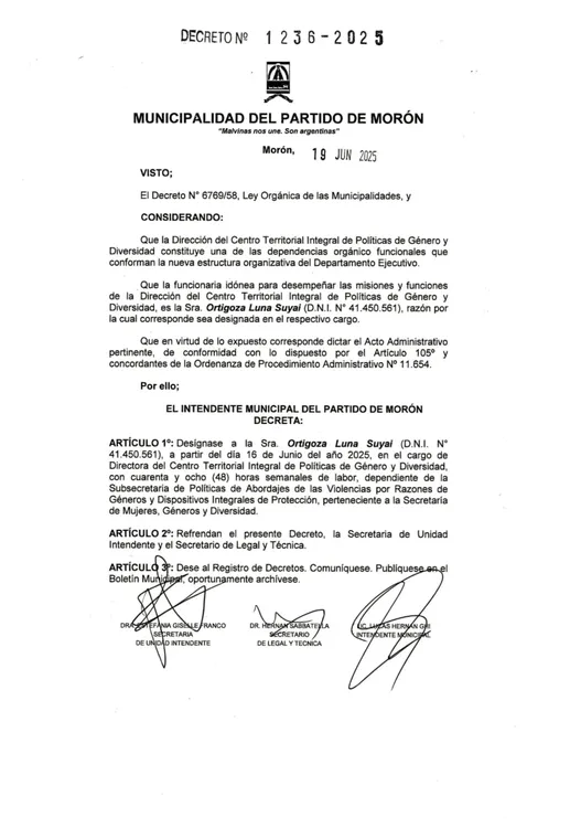 Decreto municipal Morón