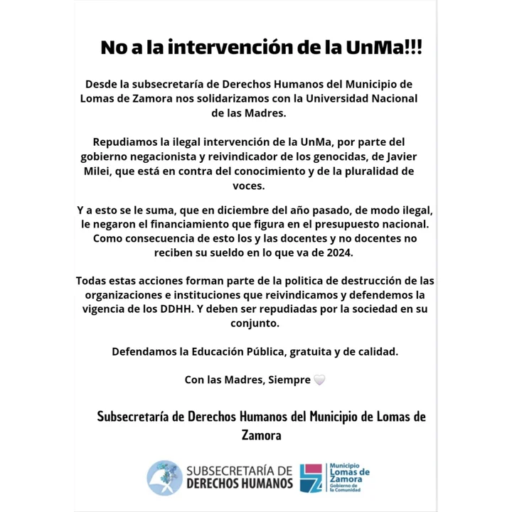 Madres de Plaza de Mayo denuncian "persecución ideológica" por la intervención de su Universidad