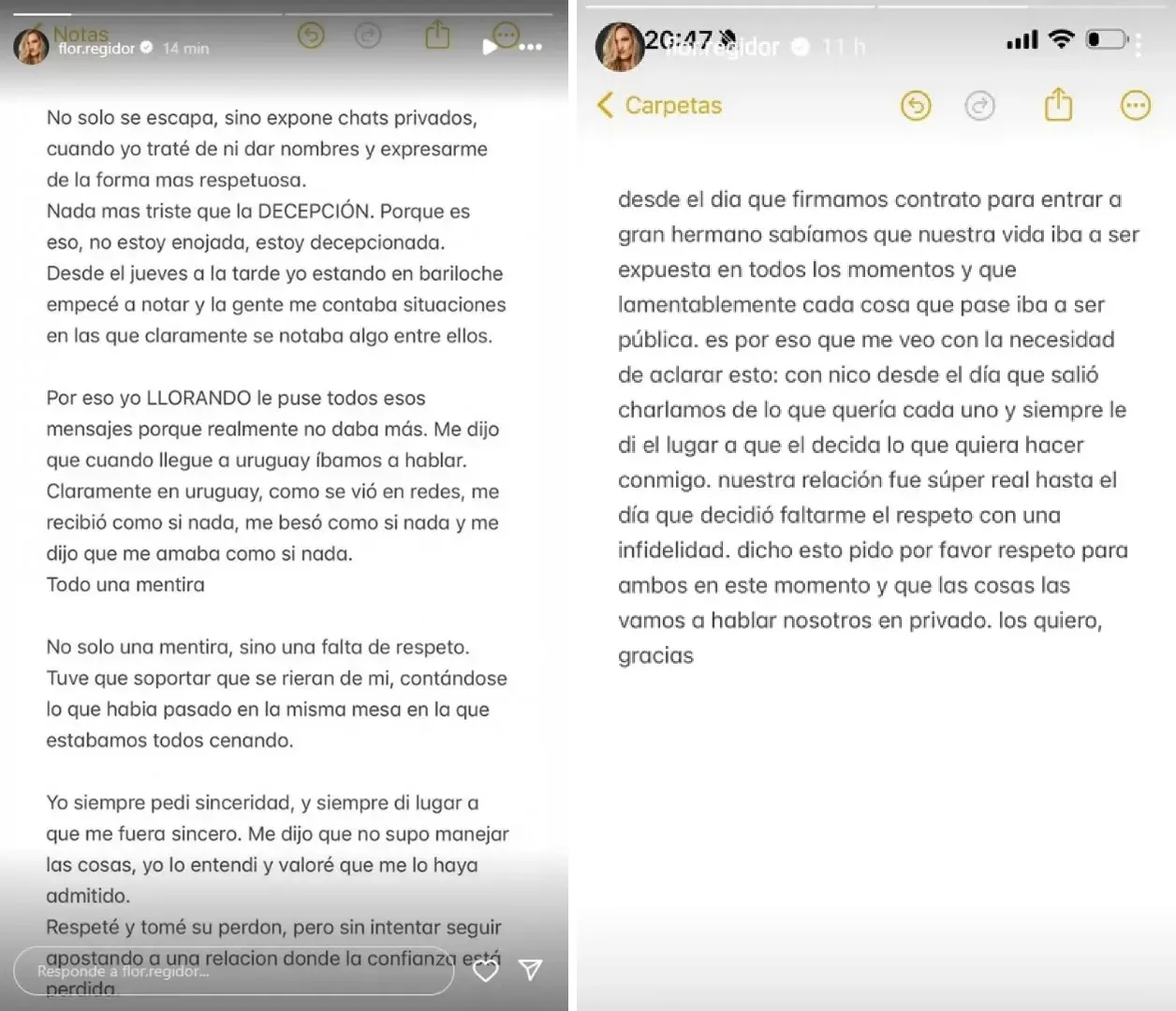 La reacción de Florencia Regidor: "No estoy enojada, estoy decepcionada" La reacción de Florencia Regidor: "No estoy enojada, estoy decepcionada"