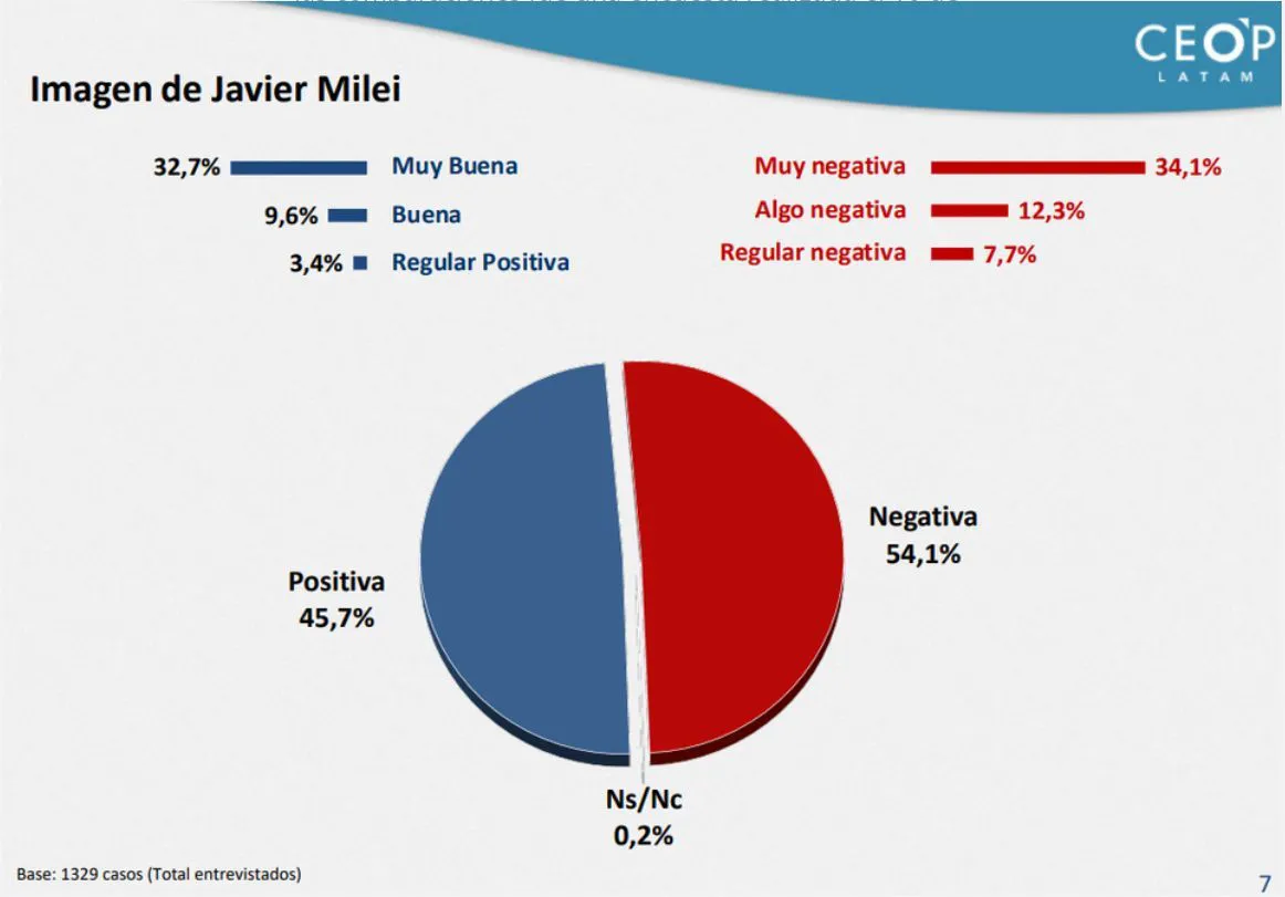 Caída en la imagen de Javier Milei