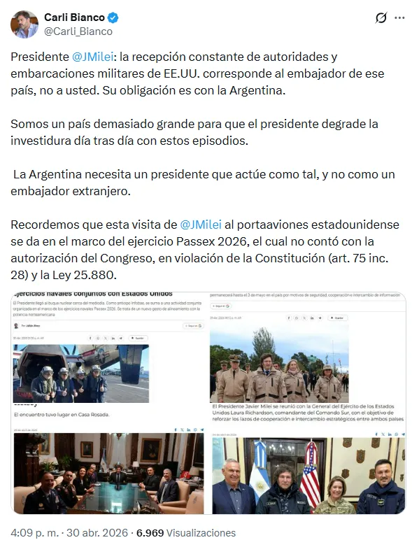 Tweet de Carlos Bianco