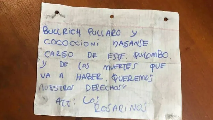 El mensaje mafioso hallado en Rosario