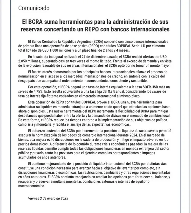 Comunicado BCRA