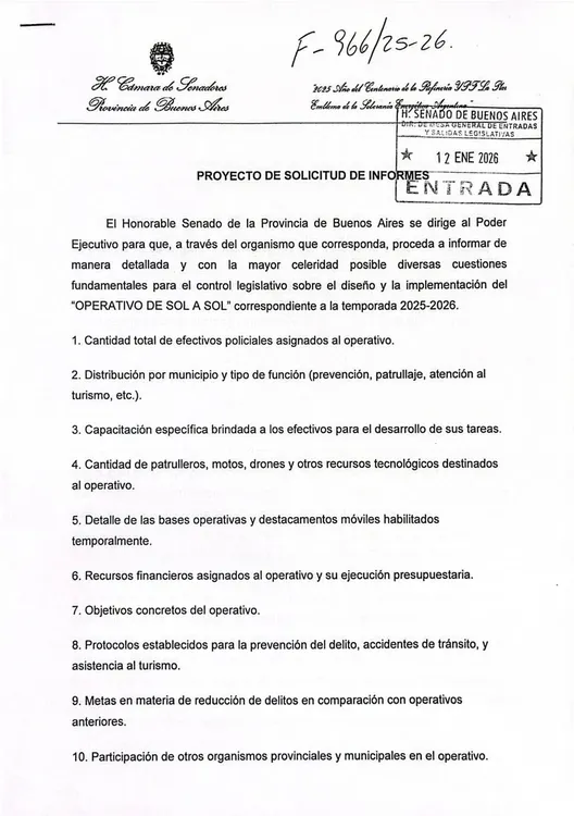 Polémica por el Operativo Sol y pedido de informes