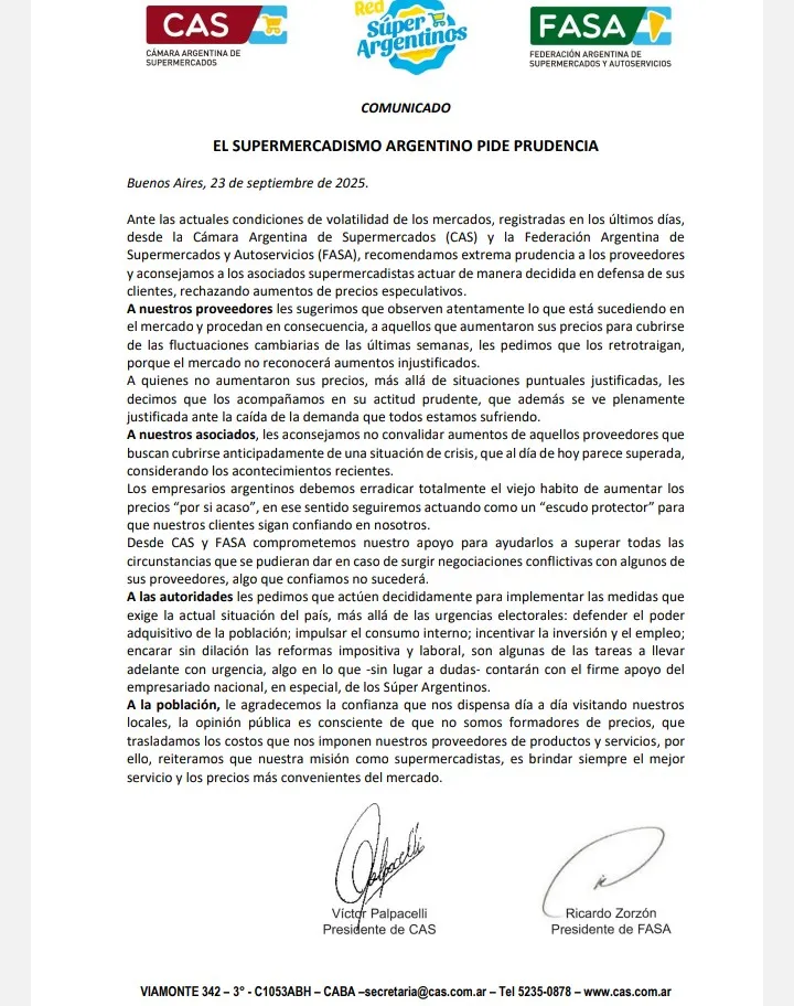 Comunicado Supermercados