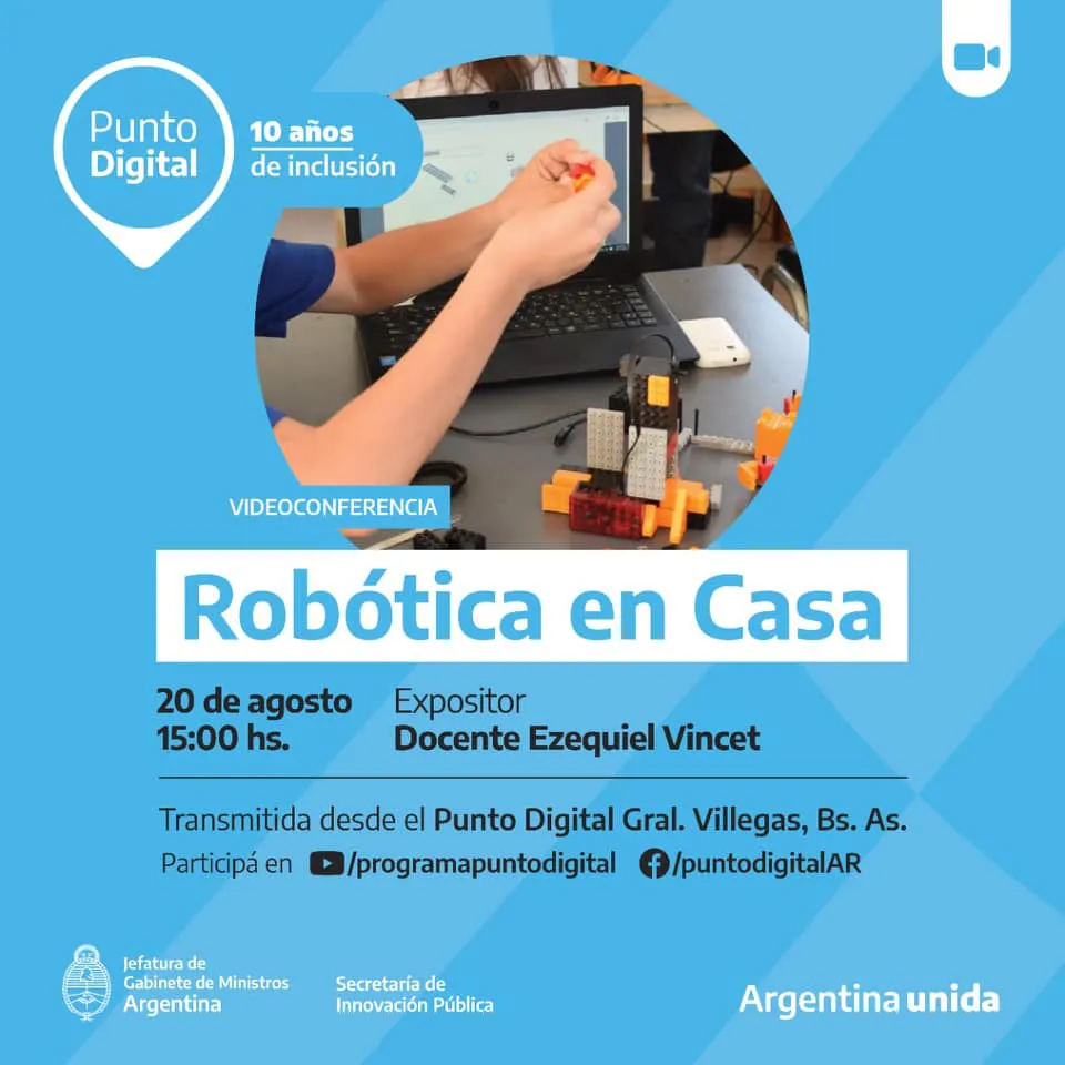 General Villegas: Se realizará una videoconferencia de “Robótica en casa”