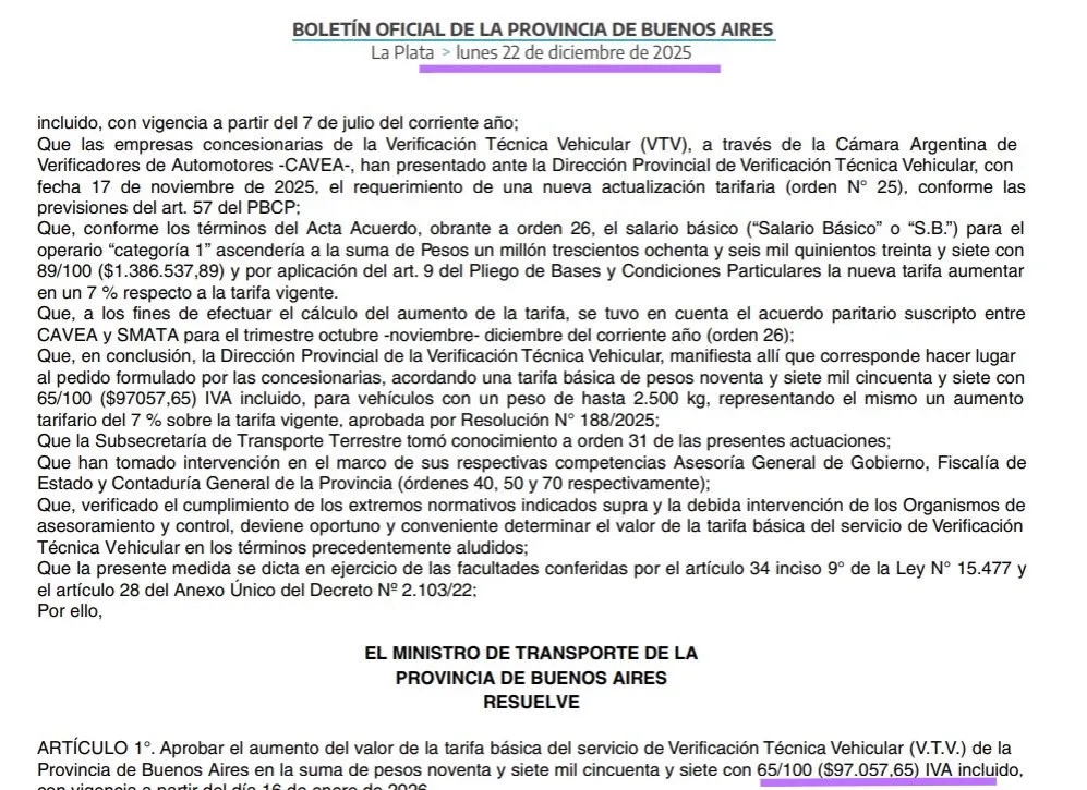 VTV Aumentos PBA