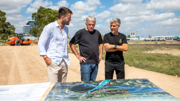 Balor visitó la obra de la nueva bajada de la Autopista Buenos Aires-La Plata