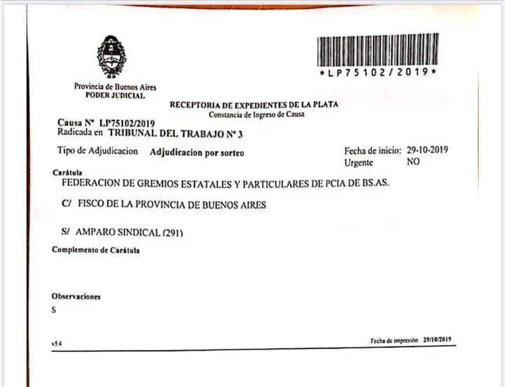 Fegeppba demanda al Gobierno de Vidal “por incumplimiento” paritario